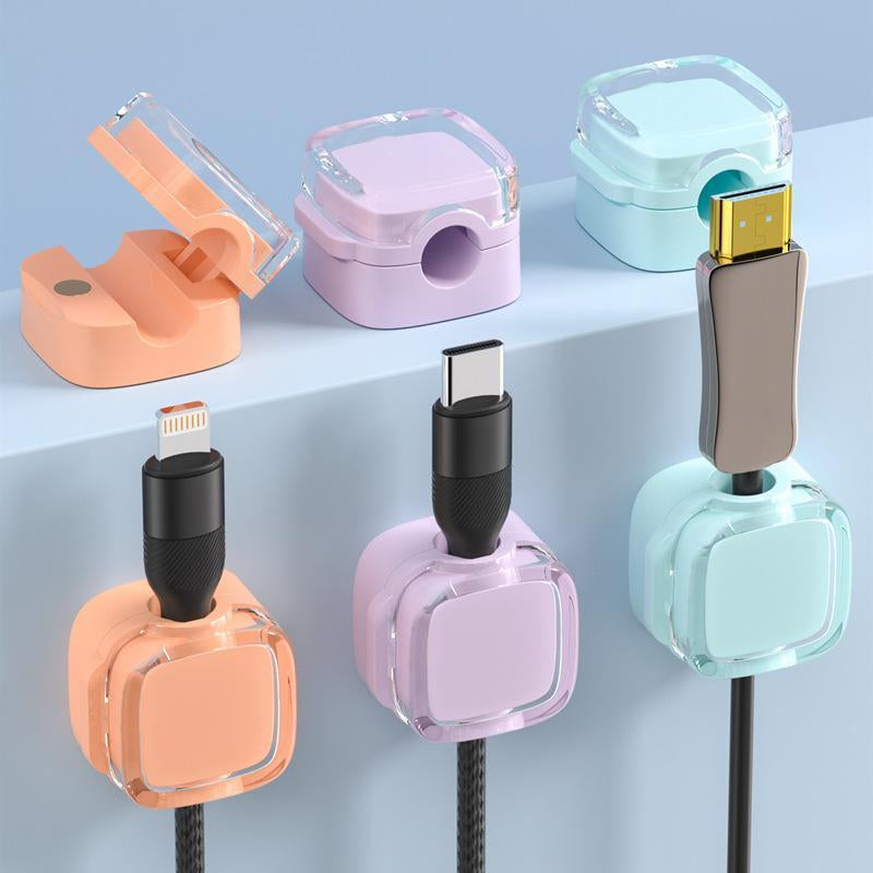 6-Pack Magnetic Cable Organizer Clips | Wall-Mounted & Desktop Storage for Office & Home Desk | Tidy up Your Cords Easily