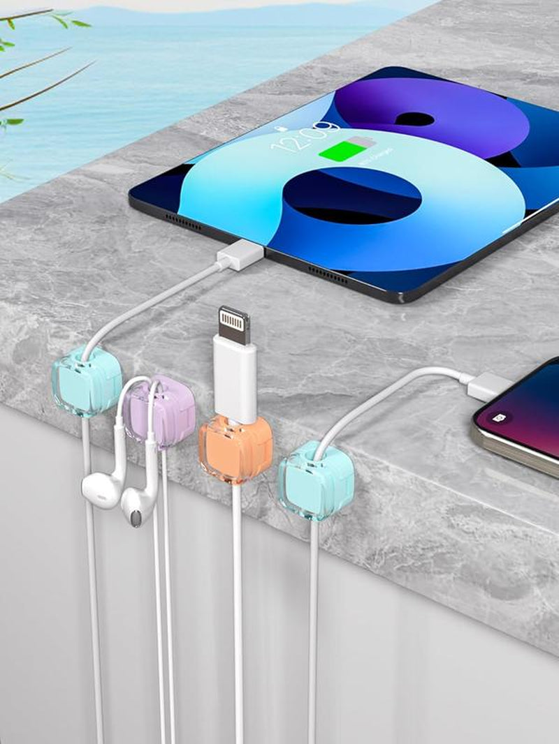 6-Pack Magnetic Cable Organizer Clips | Wall-Mounted & Desktop Storage for Office & Home Desk | Tidy up Your Cords Easily